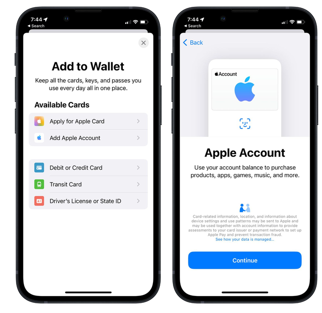 清水苹果手机维修分享iOS 15.5钱包App如何添加 Apple 账户 